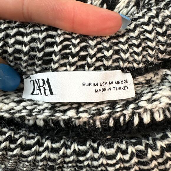 ZARA Fair Isle Chunky Knit Jacquard Crew Neck Sweater Nordic Cropped Geo Print - Picture 12 of 13